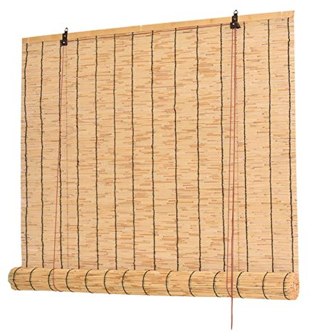 Bambusrollo Aussenbereich Wetterfest,Outdoor Rollo Bambus Raffrollo,Lichtfilternde Rollos,Natürliches Schilfrollo,Sonnenschutz Beschattung Wasserfest Balkonrollo,für Fenster Türen Balkon Terrasse