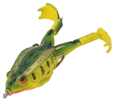 PièGe à Grenouilles PièGe à Grenouilles Artificiel Couleur Vive Silicone + Pied à Double HéLice Acier Inoxydable Crochet de PréDateur D'eau Douce IntéGré (vert doré)