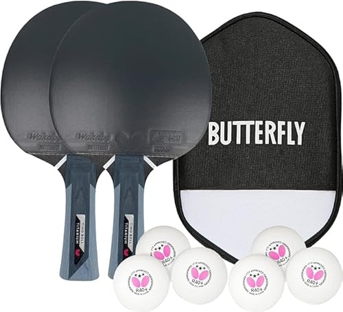 Butterfly® Timo Boll Titanium Tischtennisschläger | mit Carbon Lage | ITTF zertifizierter Wakaba Belag | 2,0 mm Schwamm | konkaver Griff | TT Bat Wettkampfschläger für trainierte Profi Vereinsspieler
