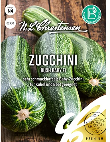 Chrestensen Zucchini Bush Baby F1 Samen | Kompakt, Kübel Balkon, Baby-Zucchini intensiv, Hobbygärtner, 7 Pflanzen