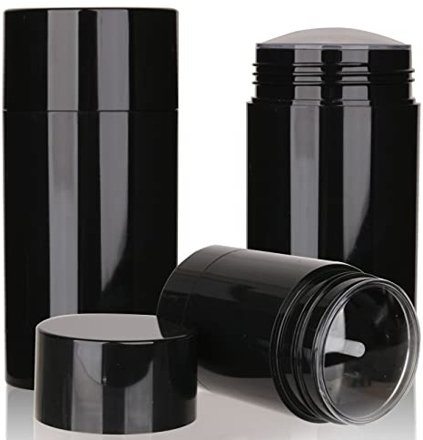 COSIDEA 6 schwarze runde leere 75 g Deo-Behälter, Bodenfüllung, große Twist-Up-Röhrchen für Haarwachs, Chapstick-Flaschen