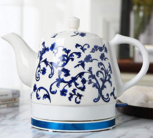 Hokcus Teiera in ceramica con bollitore elettrico senza fili, teiera retrò da 1,2 l, base rimovibile veloce da 1000 W, spegnimento automatico, protezione a secco bollire/C