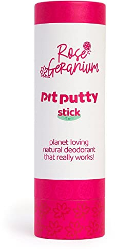 Pit Putty Deodorante in stick naturale senza plastica, deodorante vegano ed ecologico, deodorante 100% naturale per donne e uomini, 80 g (geranio rosa)