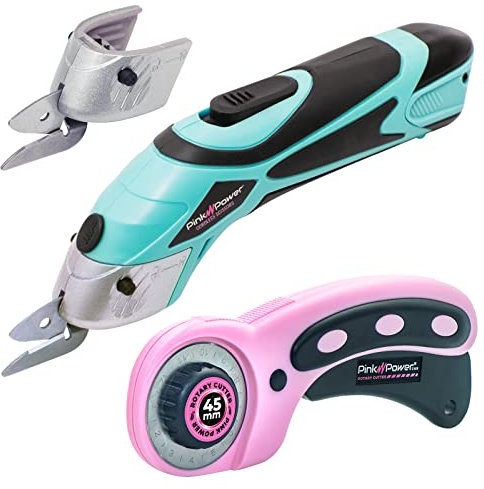 Forbici elettriche senza fili per tessuto, taglierina per scatole fai da te cucito e creazione di album di ritaglio, Aqua Splash automatico e set di taglierina rotante
