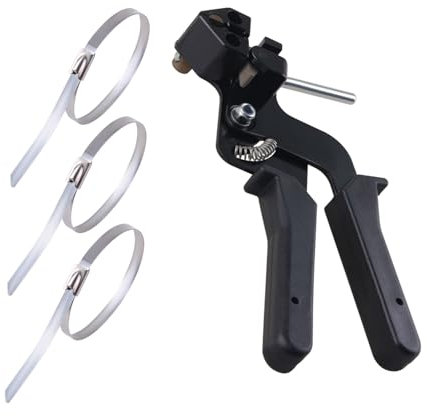 CNCYEAH Kabelbinderpistolen-Set Kabelbinderzange mit 200 Stück 4,6 x 300mm+100 Stück 4,6x 200mm Kabelbindern Metall Kabelbinder Zange Kabelbinderwerkzeug Kabelbinderpistole aus Edelstahl