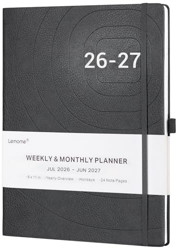 2026-2027 Planner-Weekly & Monthly Planner 2026-2027 with Pen Loop, to Achieve Your Goals & Improve Productivity, Jul 2026 - Jun 2027, Thick Paper, Inner Pocket, 8.5 x 11 - Grey
