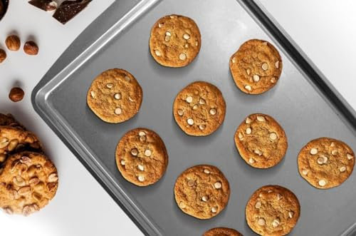 Cookies Baking Tray Biscuit Roasting Sheet Pan Deep Oven Safe Pans For Brownie Chocolate Gingerbread And Flapjacks Traybakes Non Toxic Reusable Easy Bake Traditional Steel Bakeware Rectangular (1 Pc)