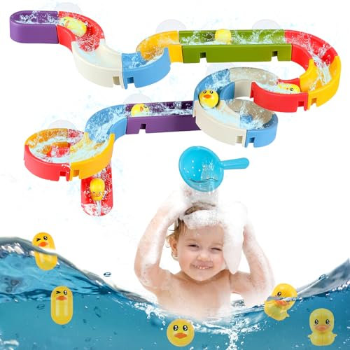 AIVORO DIY Kugelbahn Badewannen Spielzeug ab 2 3 4 5 6 Jahre, Badewannenspielzeug Kinder, Wasserspielzeug Kinder Geschenk Mädchen Junge