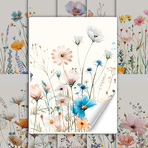 GRAZDesign Fliesenaufkleber Wiese Blumen Bad & Küche, Boho Shabby Chic Fliesenbilder selbstklebend - 20x25cm / 20 Stück