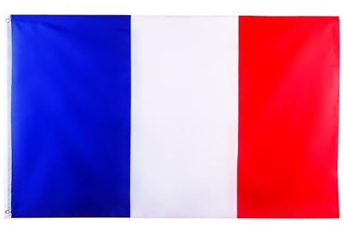 Bandiera francese grande 5x3ft per decorazioni Olimpiadi 2024, grande bandiera della Francia per Giochi Olimpici 2024 Calcio Eventi Sportivi Celebrazione Parata Bar Giardino Decorazioni per feste