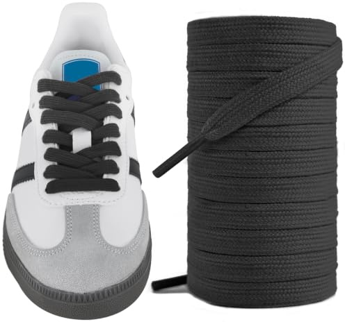 UamGlsob 5/16 tum bomullsskosnören för Adidas Samba-sneakers, ersättningsskosnören för skosnören för fotbollsskor, Svart, 63/160cm
