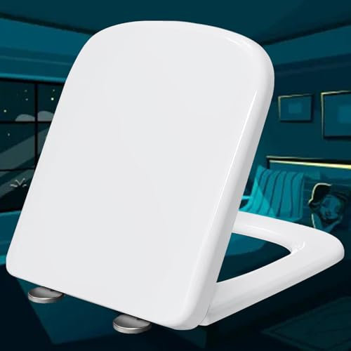 Wc Sitz mit Absenkautomatik Antibakteriell Toilettendeckel Antibakterielle Klobrille mit Quick Release Funktion klobrille mit Edelstahlscharnieren-Wc Deckel,white-36 * 44cm