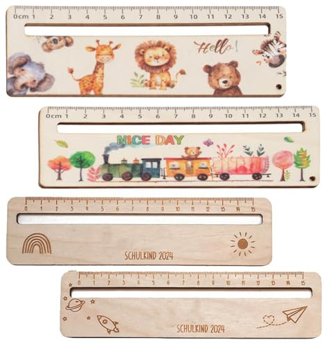 RobLuX 4 Pièces Règle de Lecture,Regle de Lecture pour Dyslexie Aide à la Lecture Personnalisée Règle en Bois,Aides à L'Apprentissage pour les Enfants