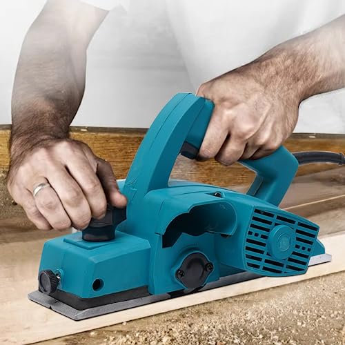 Elektrisk hyvelmaskin 800 W, handhyvling elhyvel trähyvling elektrisk, hyveldjup 1 mm, hyvelbredd 82 mm