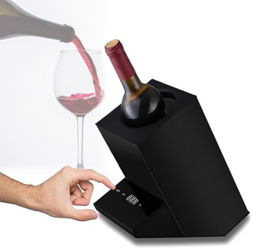 HYWQWJUK Enfriador de Vino para una Sola Botella, Enfriador de Vino eléctrico para Vino y Algunas Botellas de champán, Enfriador portátil sin Hielo para Fiestas, para Amantes del Vino(Black)