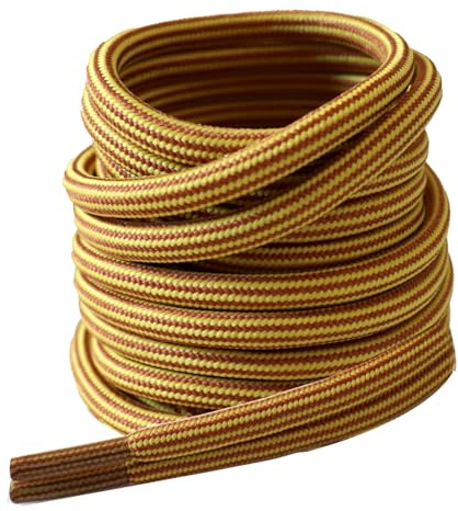 SUBAUM 2 par – premium runda skosnören av polyester – olika längder och färger, ersättningsskor för sportskor eller stövlar, Gul/bruna ränder, 140 cm - 2 paar