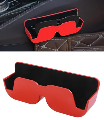 Flaconi Brillenhalter für Auto,Brillenhalterung Auto,Auto Sonnenbrille Brillenhalterung,Auto Brillenhalterung Etui,Geeignet für Autos,SUVs,LKWs,Wohnmobile,Van,RV (Rot)