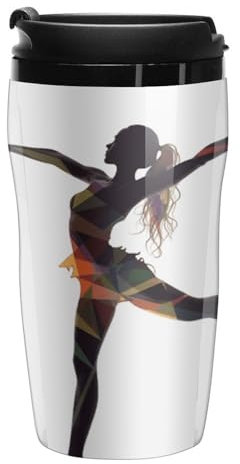 Stanley-Kaffeetasse mit Deckel, 340 ml, Kunststoffbecher, versiegelter Trinkdeckel, Wasserbecher, Teetasse, Tänzerin, bedruckte Tassen, passt in Auto-Becherhalter