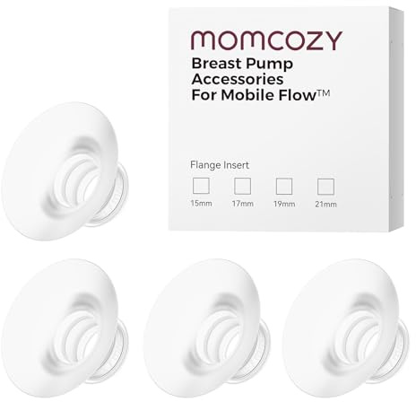 Momcozy Mobile Flow | M9 Upgrade 17mm Flange Insert, Original Mobile Flow | M9 Upgrade Breast Pump Replacement Accessories, 4PC (17mm)