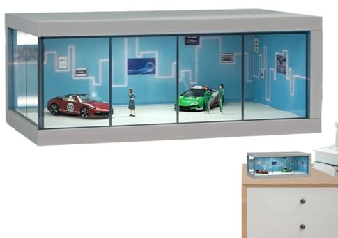 Klare Box für das Spielzeugauto, Modell-Modell, LED-Anzeigebox im Maßstab 1:64 – stapelbarer Aufbewahrungs-Organizer, platzsparende Show Box