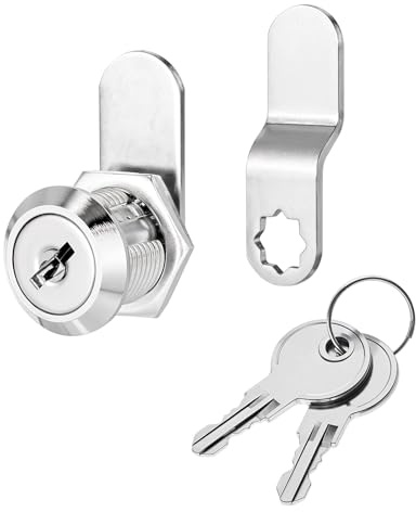 1 Pack Cabinet Locks, 5/8 Keyed Alike Cam Lock Safe Desk Drawers Mailbox Truck Tool Box Replacement Locks with Keys for File Cabinet, Trailer, Desk Storage, Door (Zinc Alloy)