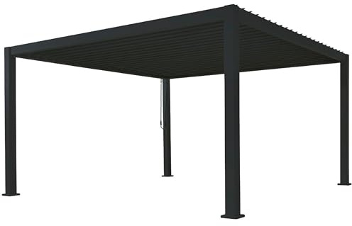 Green Spirit Lamellendach Pergola Mirador Deluxe 3x3,6 - Anthrazit, Aluminium, 300x360x250 cm - Lamellen Pavillon, Garten Terrassen Überdachung
