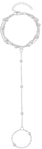 HOBBIESAY 4 piezas delicado anillo pulsera de plata de ley ajustable cadena con pequeños anillos cadena de mano para mujer joyería regalo de cumpleaños aniversario día de San Valentín