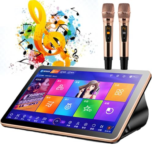 Reproductor de karaoke todo en uno, máquina de karaoke profesional de 18,5 pulgadas con pantalla de letras, 26 idiomas, actualización de canciones en la nube, para fiestas familiares en bares, negro