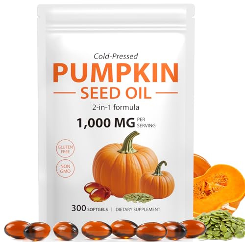 Pumpkin Seed Oil Softgel,Pure Pumpkin Seed Oil| 1000 mg | 300 Capsules,Pumpkins Seed Extract for Menopause Support & Hair Growth,Reduce Night Sweats Naturally