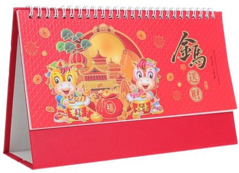 ROMISBABA Chinese New Year Desktop Calendar 2026 Lunar Zodiac Horse Table Calendar Good Luck & Fortune Centerpiece for Home Office Decoration