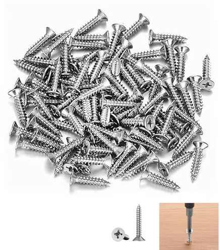 50 Pcs M4 Self Tapping Screws, M4 x 20mm 304 Stainless Steel Screws Self Tapping, Phillips Flat Head Wood Countersunk, Corrosion Resistant Fasteners for DIY Woodworking Drywall Furniture