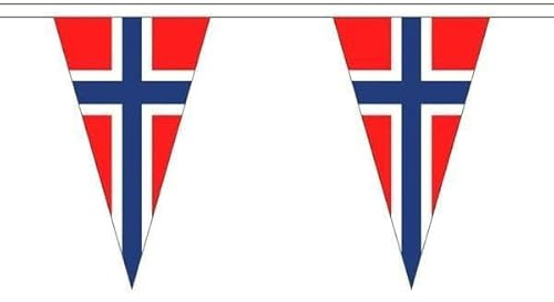Bandierine con bandiera norvegese, 5 m, triangolari, 12 bandierine FlagSuperstore