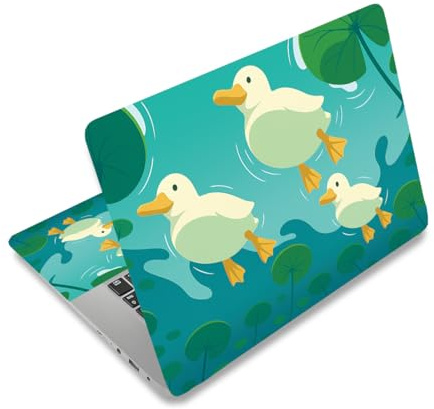 PLIGREAT Cartoon Ducks Laptop Decal Sticker Skin Cover, Cute Ducks on Pond Laptop Stickers Skins Decal Fits 12 13 13.3 14 15 Laptops Universal Waterproof Removable Notebook Art Protector