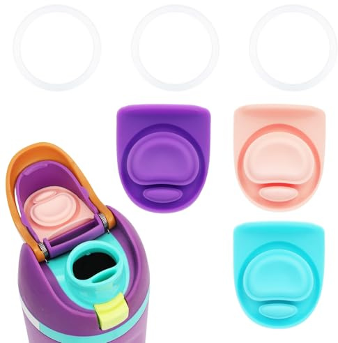 BOXOB 3stk O-Dichtungsringe & 3stk Silikonstopfen für Owala Freesip-Kappe, Silikondichtung Den Deckel Einer Wasserflasche BPA-Freies Dichtungszubehör für Owala Freesip 24/32oz (Farbe 3)