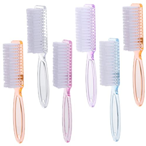 DECOMELODY Lot de 6 Brosses à Ongles à Long Manche, Pinceaux à Doigts Ergonomiques, Nettoyage des Ongles Longs, Kit de Soin des Mains pour Usage Quotidien, Couleurs Couleur Aléatoire