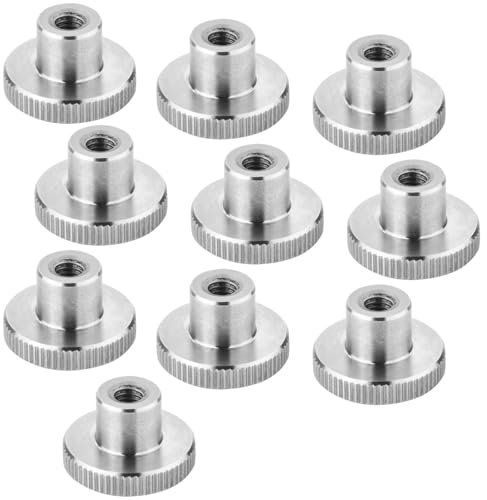 SOTECH - Set di 10 dadi zigrinati M5 in acciaio inox V2A (SS304), forma alta, DIN 466, dado metrico, con superfici laterali zigrinate