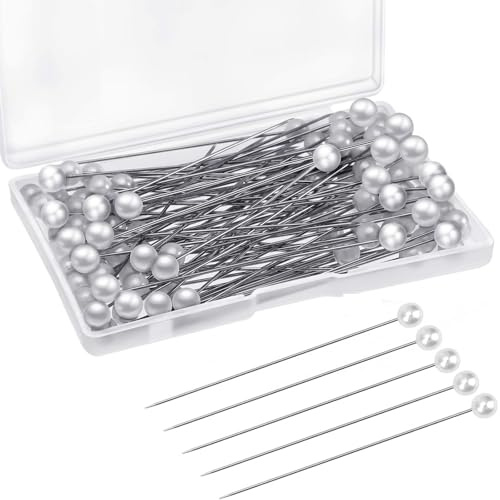 100 Stück Stecknadeln Runde Faux Perle Kopf Nadeln Hochzeit Perle Blumen Nadeln Weiße Gerade Kopf Nadeln für Nähen Hochzeit Jewelry Komponenten Dekoration