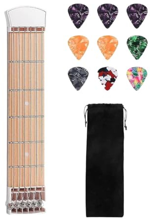 TTETTZ Pocket Gitarre 6 Saiten Akkord Trainingsgerät Mini Gitarrenhals Tragbar Lernhilfe Aus Stabilem Holz PP für Üben Unterwegs Zuhause, Weiß