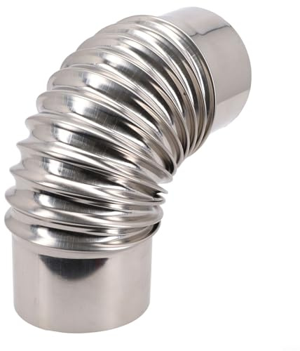 Codo de tubo de chimenea de acero inoxidable con tapa de lluvia, accesorio de ventilación para chimeneas, quemadores de leña, barbacoas y estufas de calefacción, plateado (80 mm)