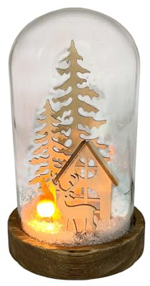 Cello Gleneagles FireGlow Stag LED USB Flame Glass Dome – Flickering Flame Light with Stag Silhouette USB-Powered Christmas Lamp for Home Décor Cosy Ambient Lighting Festive Woodland Decoration