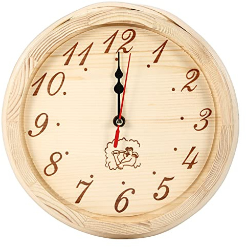 VBESTLIFE Sauna Clock, Stylish Wall Hanging Wooden Clock with Black Metal Pointer for Sauna Room Bedroom Living Room Yoga Bar Fitness Room, 9.1x2.4in