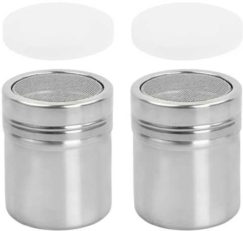 YUPZAR Saupoudreuse en acier inoxydable Saupoudreuse à chocolat |Saupoudreur de sucre en poudre Saupoudreur de café et de cacao avec couvercle à mailles fines Tamis à
