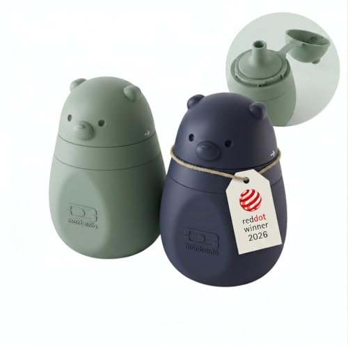 monbento - MB Yummy - Set de 2 Gourdes Compotes Réutilisables en Silicone - 150 ml - Gourdes Souples Bébé sans BPA et Hermétiques - Idéales Purée et Yaourt - Vert/Bleu