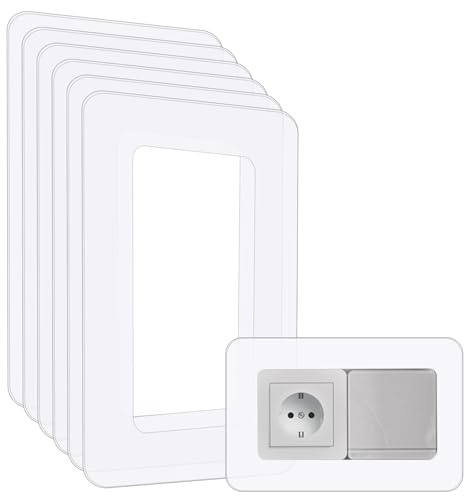ShnminEU Protección para interruptor de luz para pared, 6 unidades, protector de papel pintado transparente y protector de pared de acrílico para interruptor de luz doble y enchufe, cubierta de