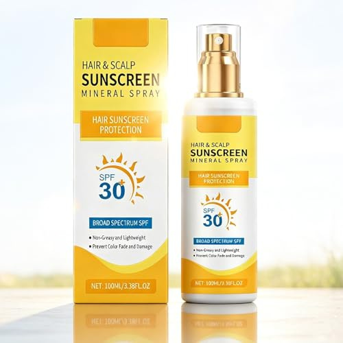 Hair Sun Protection Spray SPF30+, Hair Sunscreen Spray for Hair & Scalp, UV Hair Protection Spray, Lightweight Non Greasy SPF Mist for Outdoor Activities, Hair Colour Care & Scalp Protection, 100ml