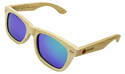 MELON Unisex Polarisierte Sonnenbrille aus Bambusholz, UV400, Woodys Sunshades Bamboo, Natur