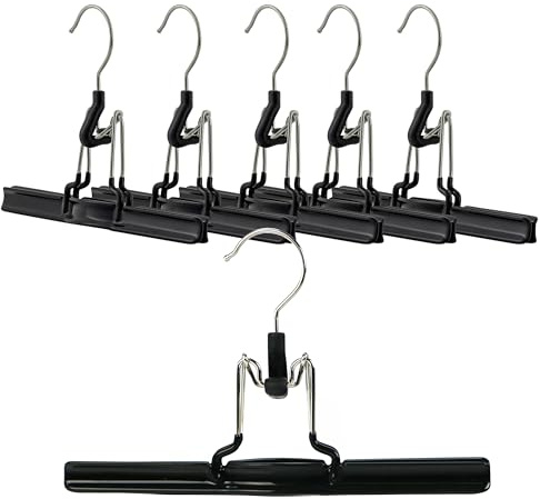 MAWA by Reston Lloyd - Percha Antideslizante para Ahorrar Espacio con Abrazadera para Pantalones y Faldas, Estilo M/26, Juego de 6, Color Negro