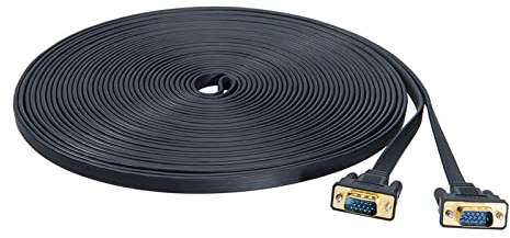 DTECH Flat Thin Extra Long VGA Cable 100 ft 15 Pin Male to Male Computer Monitor Cord HD15 Connector 1080p High Resolution (31 Meter, Black)