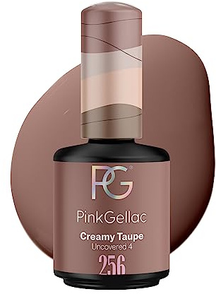 Pink Gellac Gel Nagellack UV, Veganes Nagelgel - 256 Creamy Taupe 15 ml | Gelnagellack für UV Lampe, Einfache Anwendung Nail Polish für 14 Tage Salonqualität, Gellack Made in Holland