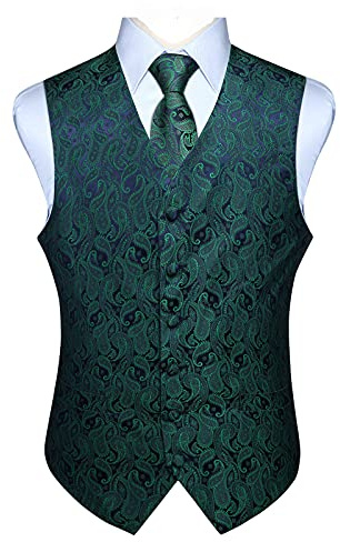 ENLISION Gilet e cravatta jacquard floreali paisley floreali da uomo